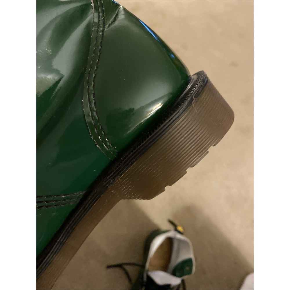 VINTAGE 1990'S SHINY GREEN DR. MARTENS AIRWAIR BOUNCING SOLES SIZE 4 - Picture 10 of 16